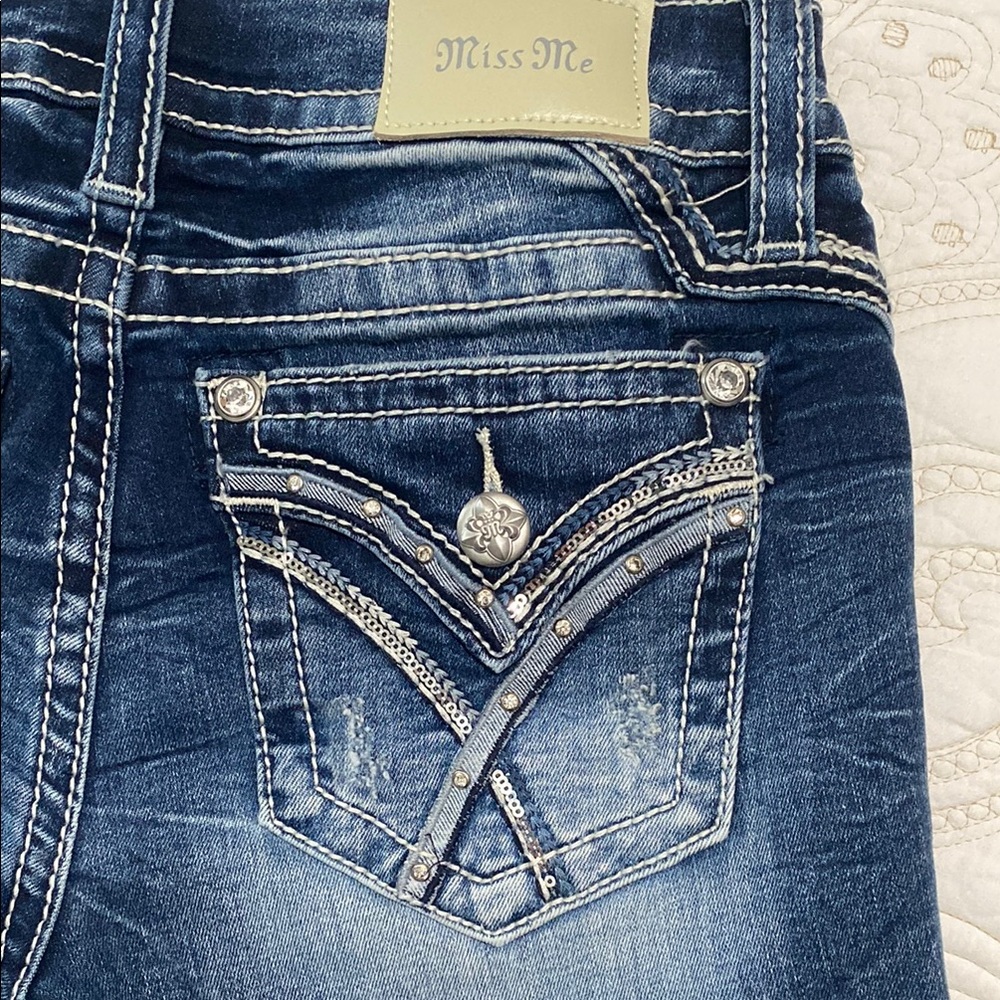 Miss Me Women's Dark Blue Embellished Denim Shorts